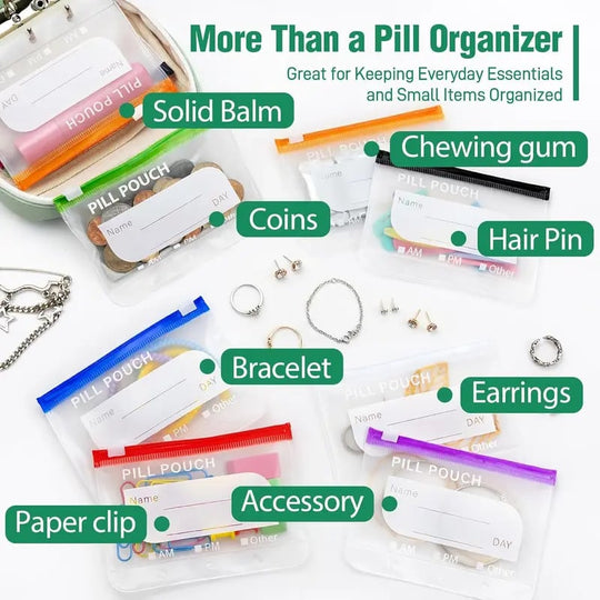 🏆Last Day Promotion 50% OFF💊A8 Waterproof Pill Pouch Set – 7 to 14 Days of Meds &amp; Vitamins💧Waterproof &amp; Crush-Resistant Shell