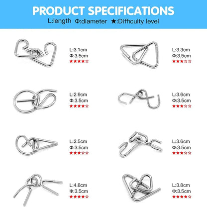 🧠🔠Metall-Puzzleringe (8 Teile) Blue Edition Gehirntraining🔗🔗