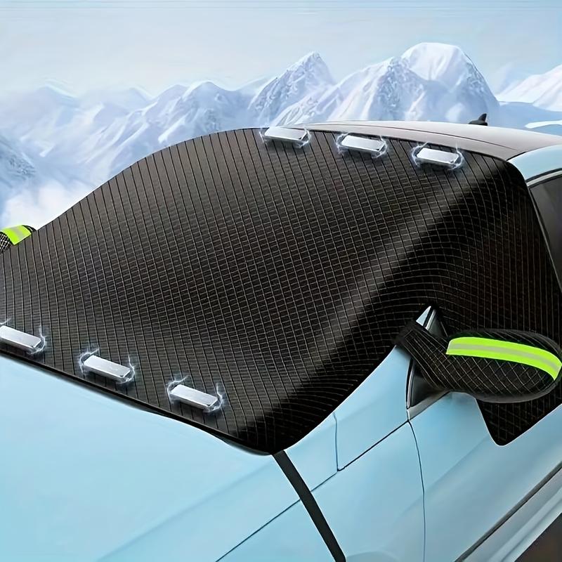 Universelle Windschutzscheiben-Sonnenblende für Autos, magnetische Schneeschutzvorrichtung aus Oxford-Stoff, Frostschutz im Winter, reflektierender Streifen für den Rückspiegel bei Nacht