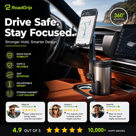 ⭐2026 New Arrival💥HOT SALE🥳🧲Car Cup Holder Phone Mount – 360° Adjustable, Strong N52 Magnet, One-Hand Operation, Fits All Phones, Stable Magnetic &amp; Clamp Models for Safe Driving