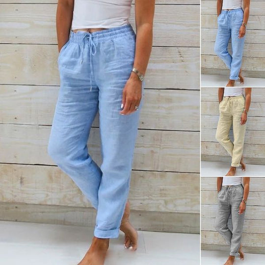 👖 50% RABATT! 🌿 Damenhose aus Baumwolle &amp; Leinen mit Elastischem Bund – Bequem, Atmungsaktiv &amp; Lässiger Look 🥰