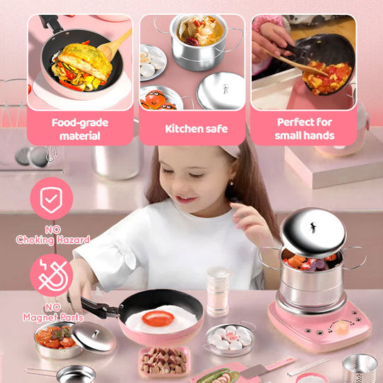 👧🏻 🍳 Realistisches Mini-Kochset (22-teilig) – Vollständige Ausstattung, Sichere Materialien &amp; Pädagogischer Spielspaß 🎁