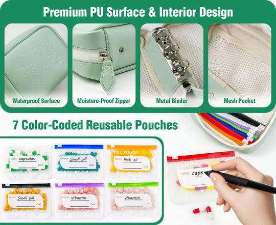 🏆Last Day Promotion 50% OFF💊A8 Waterproof Pill Pouch Set – 7 to 14 Days of Meds &amp; Vitamins💧Waterproof &amp; Crush-Resistant Shell
