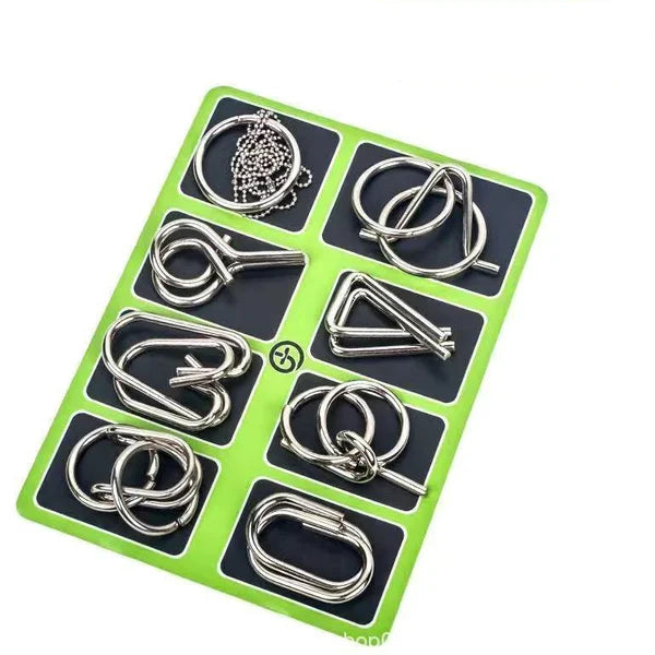 🧠🔠Metall-Puzzleringe (8 Teile) Blue Edition Gehirntraining🔗🔗