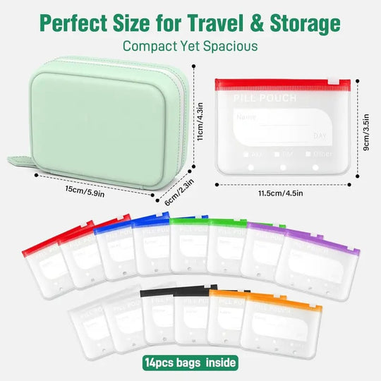 🏆Last Day Promotion 50% OFF💊A8 Waterproof Pill Pouch Set – 7 to 14 Days of Meds &amp; Vitamins💧Waterproof &amp; Crush-Resistant Shell