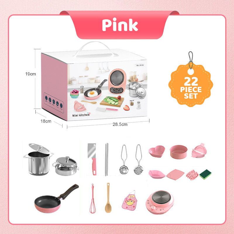 👧🏻 🍳 Realistisches Mini-Kochset (22-teilig) – Vollständige Ausstattung, Sichere Materialien &amp; Pädagogischer Spielspaß 🎁