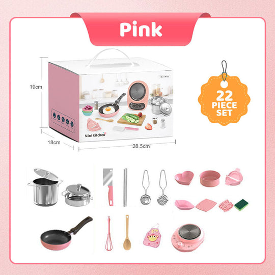 👧🏻 🍳 Realistisches Mini-Kochset (22-teilig) – Vollständige Ausstattung, Sichere Materialien &amp; Pädagogischer Spielspaß 🎁