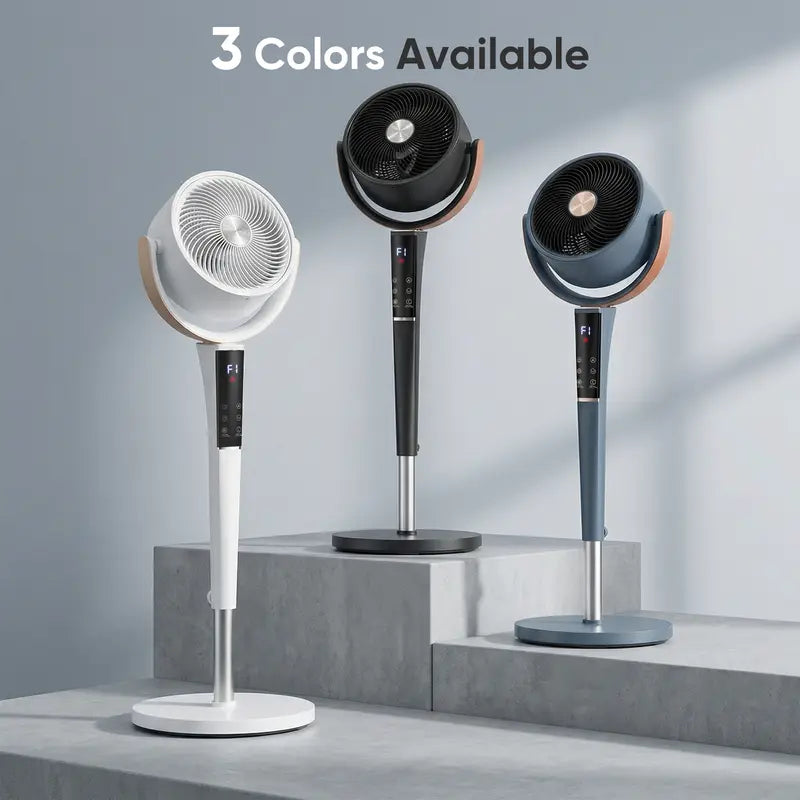 🔥50% OFF❄️Bedroom Pedestal Fan, Quiet 20dB DC Air Circulator, 15 Speeds 5 Modes, 120° Oscillation, 12H Timer, 1050CFM Airflow, 37-45" Adjustable Height, LED Light, Standing Fan with Remote