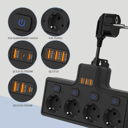 Wholesale Outlet Extender Power Strip with USB Outlet Extender Surge Protector Electric EU Power Strip Extension Cable Socket