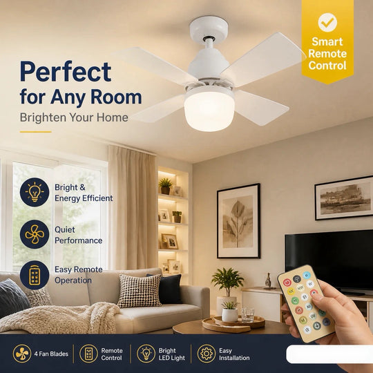 🏆LAST DAY SALE 50% OFF🔥SmartBreez 40W LED Ceiling Fan Light – 20.5 Ultra-Quiet with Remote 🎯 | E27 + FREE B22 Adapter 🔌 | For Bedroom 😴, Kitchen 👩‍🍳 &amp; Garage 🛠️ – UK Ready!