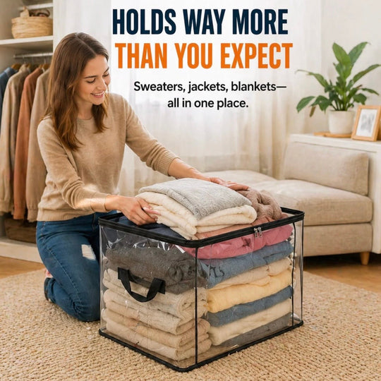 ⏳LAST DAY BUY 2 GET 1 FREE!!💕HomeVault™🇬🇧 Transparent Storage Bag – Large, Dust &amp; Moisture-Proof with Handle✨Ultimate All-in-One Organizer for Clothes, Toys, Books, Stuffed Animals &amp; Absolutely Everything! 🧸📚👕🧦