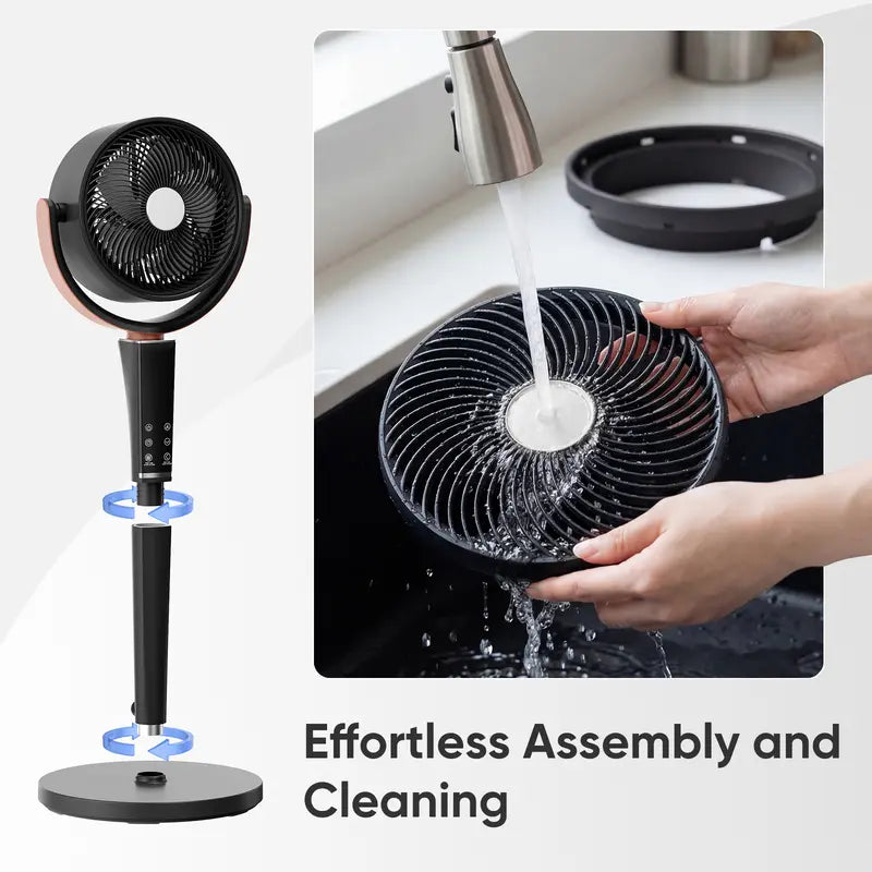 🔥50% OFF❄️Bedroom Pedestal Fan, Quiet 20dB DC Air Circulator, 15 Speeds 5 Modes, 120° Oscillation, 12H Timer, 1050CFM Airflow, 37-45" Adjustable Height, LED Light, Standing Fan with Remote