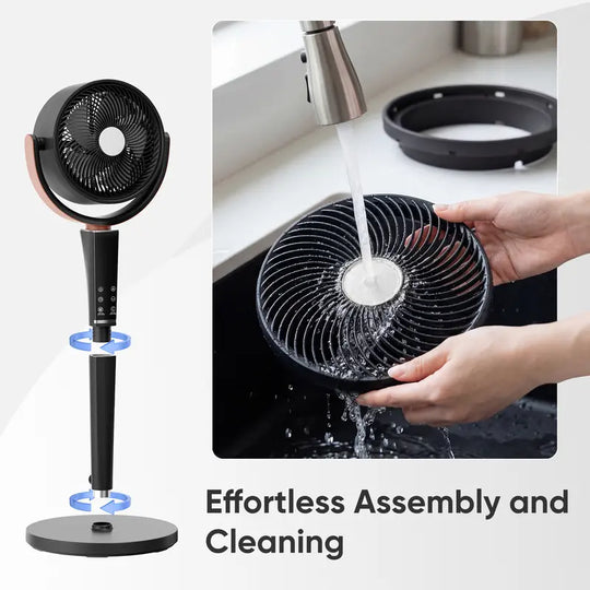 🔥50% OFF❄️Bedroom Pedestal Fan, Quiet 20dB DC Air Circulator, 15 Speeds 5 Modes, 120° Oscillation, 12H Timer, 1050CFM Airflow, 37-45" Adjustable Height, LED Light, Standing Fan with Remote