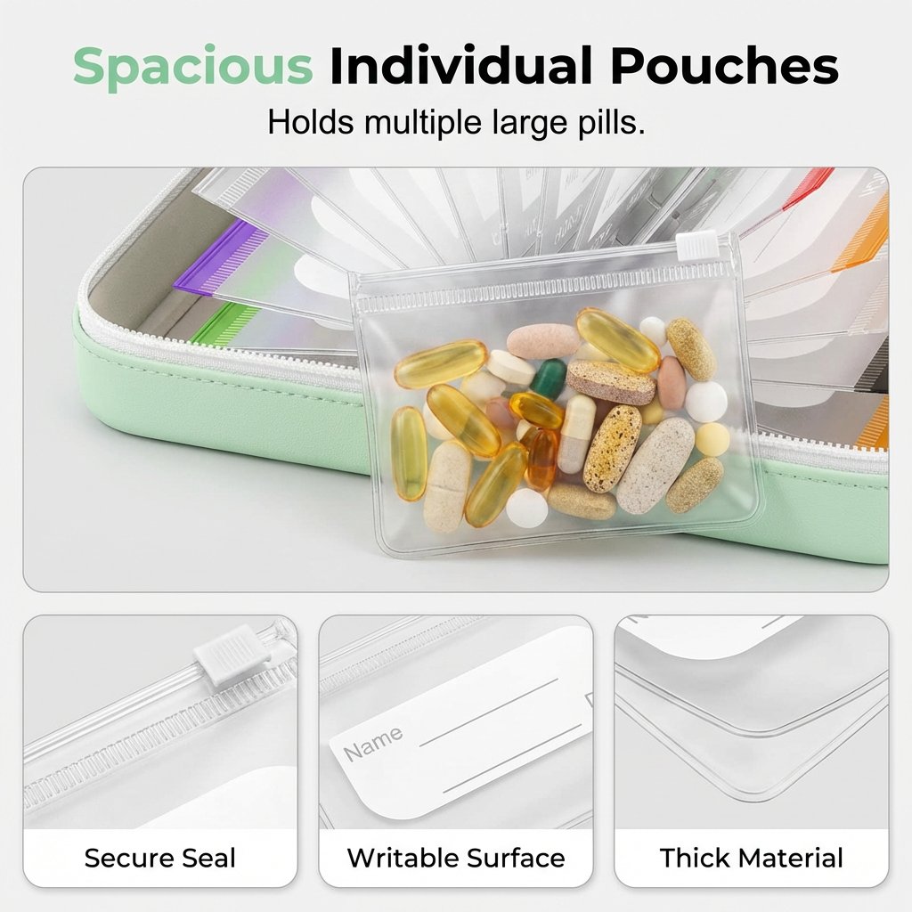 🏆Last Day Promotion 50% OFF💊A8 Waterproof Pill Pouch Set – 7 to 14 Days of Meds &amp; Vitamins💧Waterproof &amp; Crush-Resistant Shell