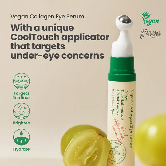 💕Vegetarian Collagen Eye Serum - Korean Skincare, contains triple hyaluronic acid and peptide collagen serum, used to improve skin elasticity, reduce fine lines and dark circles - (0.33 fl oz | 10ml)