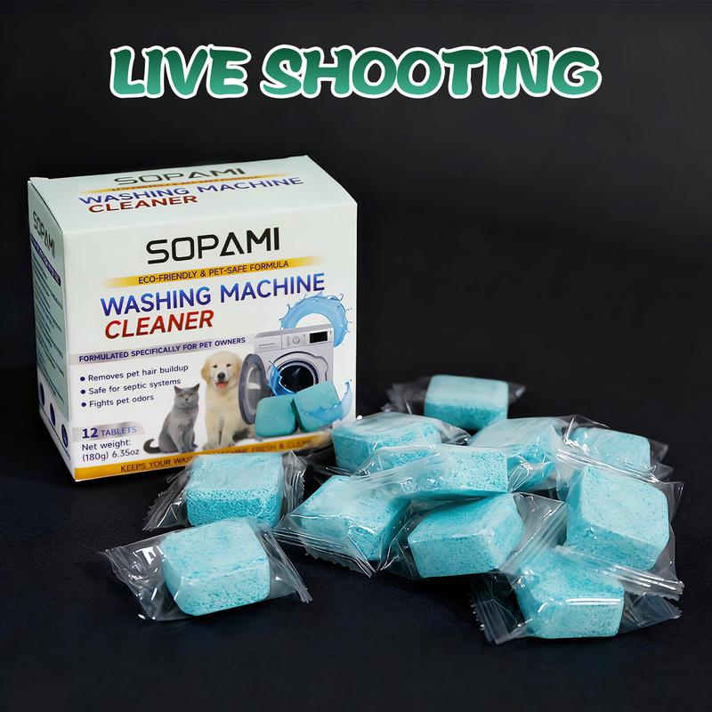 SOPAMI Eco-Friendly Washing Machine Cleaner Fights Pet Odors &amp; Hair Build-Up for Fresh Clean Machines