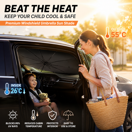 ☀️Car Sunshade – Effective Heat Insulation, UV Block &amp; Easy Foldable Auto Windshield Protector