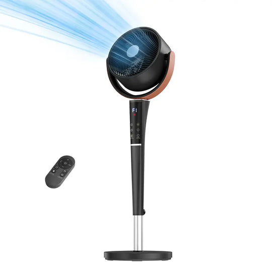 🔥50% OFF❄️Bedroom Pedestal Fan, Quiet 20dB DC Air Circulator, 15 Speeds 5 Modes, 120° Oscillation, 12H Timer, 1050CFM Airflow, 37-45" Adjustable Height, LED Light, Standing Fan with Remote
