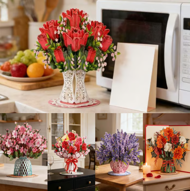 🏆35.000+ VERKAUFT! 🌼💌 Für immer blühende 3D-Blumen-Pop-up-Karte – Personalisierte Liebesbotschaft & Ewige Blüte 🎁