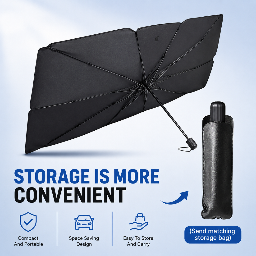 ☀️Car Sunshade – Effective Heat Insulation, UV Block &amp; Easy Foldable Auto Windshield Protector