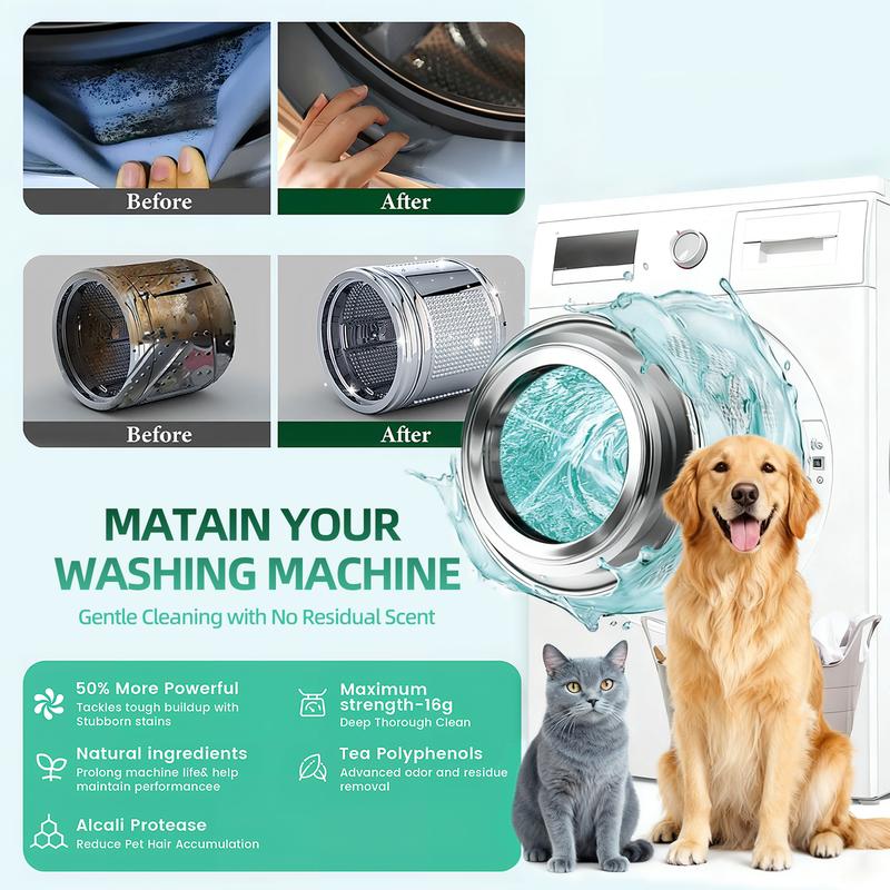 SOPAMI Eco-Friendly Washing Machine Cleaner Fights Pet Odors &amp; Hair Build-Up for Fresh Clean Machines