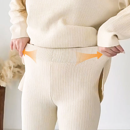 🎁🧥Zweiteiliges Set mit V-Ausschnitt und Schlitz aus Strick