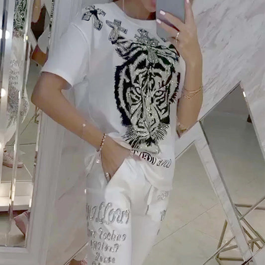 💥50%Rabatte💥 2-teiliges Set aus lässigem Oberteil mit Kordelzug und Hose🐯