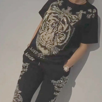 💥50%Rabatte💥 2-teiliges Set aus lässigem Oberteil mit Kordelzug und Hose🐯