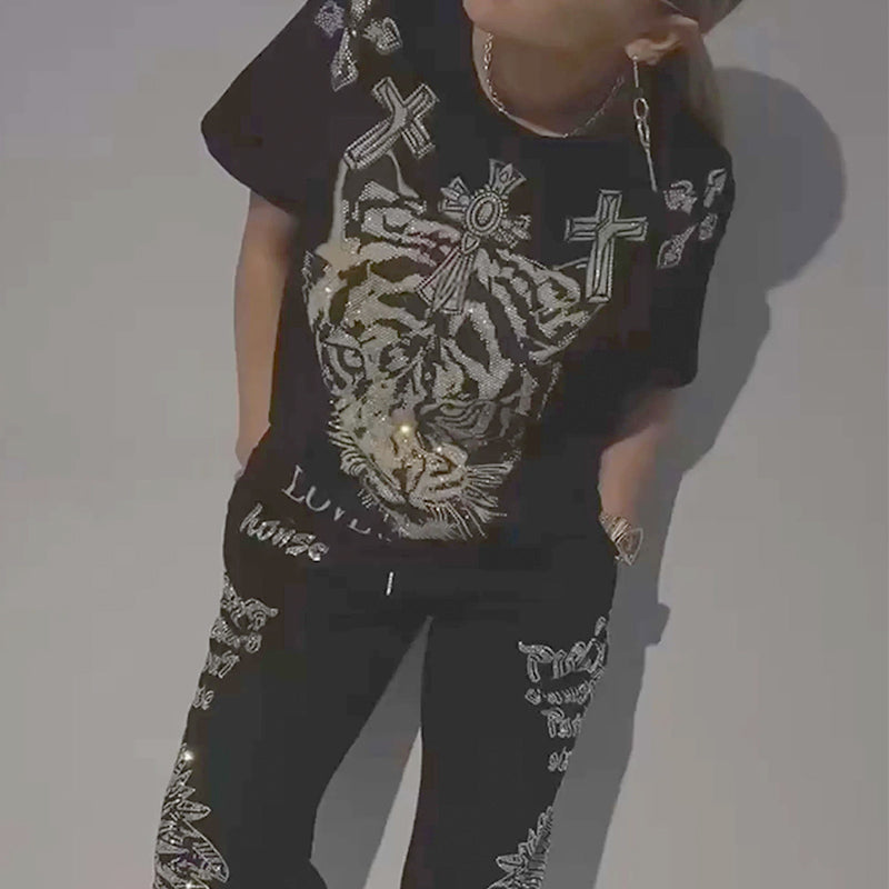 💥50%Rabatte💥 2-teiliges Set aus lässigem Oberteil mit Kordelzug und Hose🐯