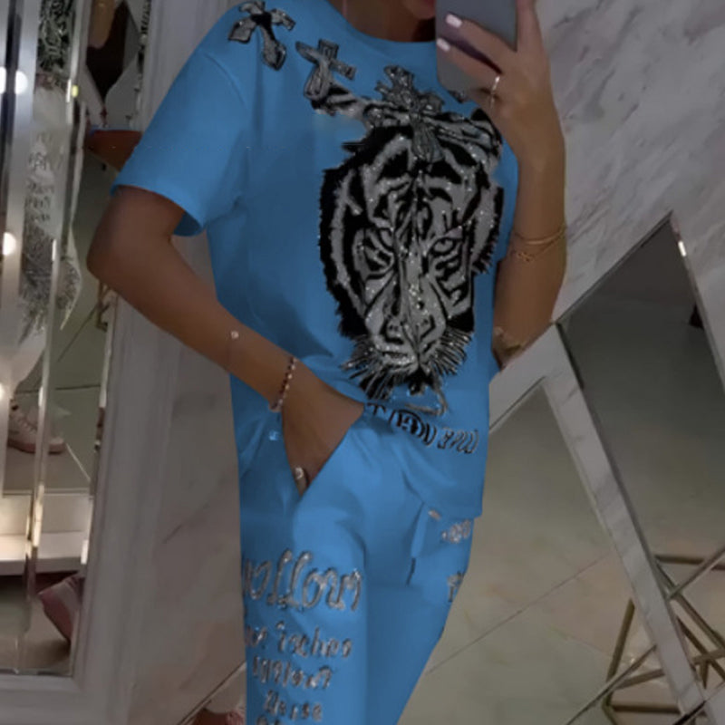 💥50%Rabatte💥 2-teiliges Set aus lässigem Oberteil mit Kordelzug und Hose🐯