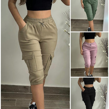 Skinny-Crop-Hose mit gerolltem Kordelzug für Damen