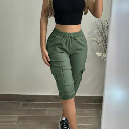 Skinny-Crop-Hose mit gerolltem Kordelzug für Damen