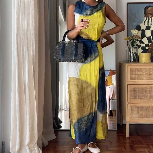 Elegantes abstraktes Aquarell-Ausschnittkleid für Damen