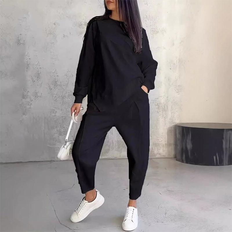 💕Damen Langarm-Sweatshirts mit unregelmäßigem Saum &amp; Hosen-Set