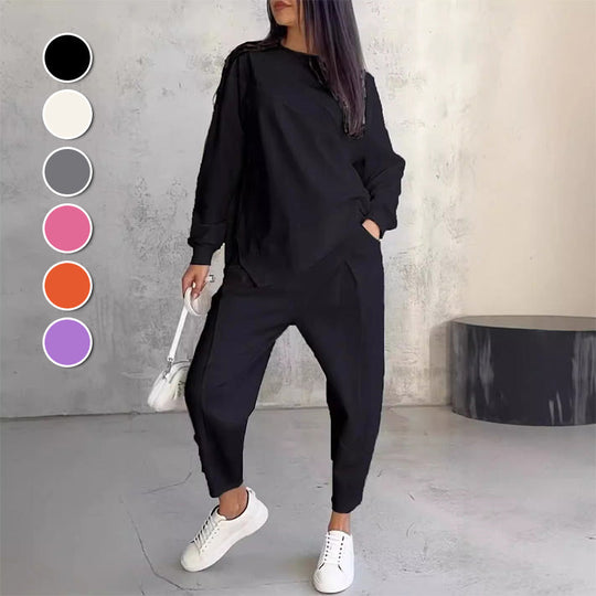 💕Damen Langarm-Sweatshirts mit unregelmäßigem Saum &amp; Hosen-Set