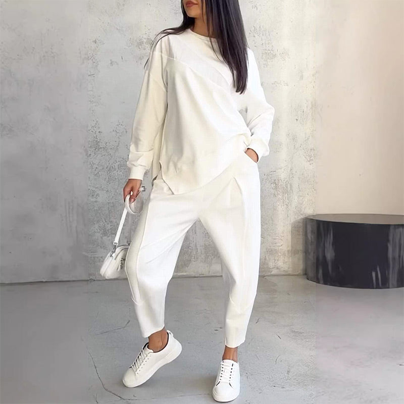 💕Damen Langarm-Sweatshirts mit unregelmäßigem Saum &amp; Hosen-Set