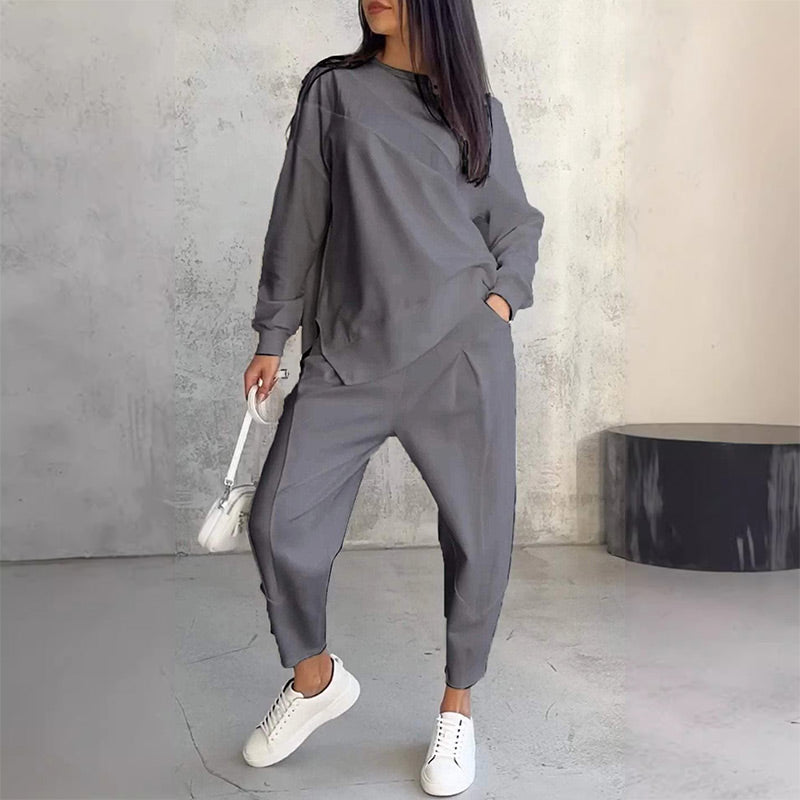 💕Damen Langarm-Sweatshirts mit unregelmäßigem Saum &amp; Hosen-Set