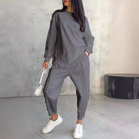 💕Damen Langarm-Sweatshirts mit unregelmäßigem Saum &amp; Hosen-Set