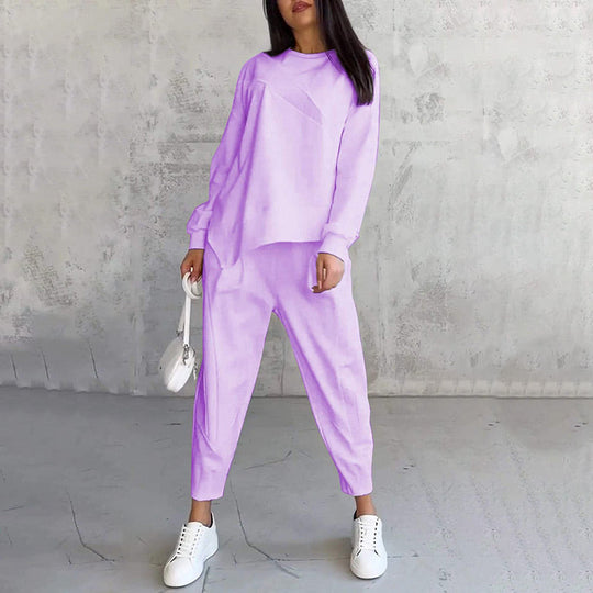 💕Damen Langarm-Sweatshirts mit unregelmäßigem Saum &amp; Hosen-Set