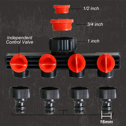 4-Wege-Kunststoffanschluss, Gartenschlauch-Rohrverteiler
