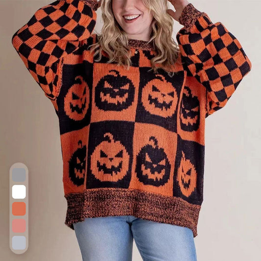 Karierter Halloweenpullover