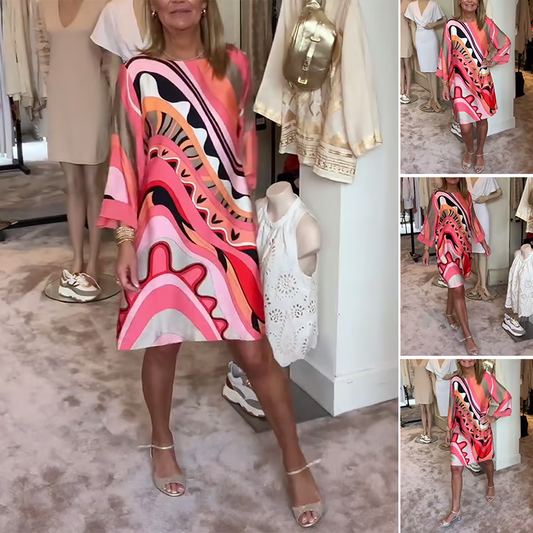 Trendiges langärmliges bedrucktes Kleid