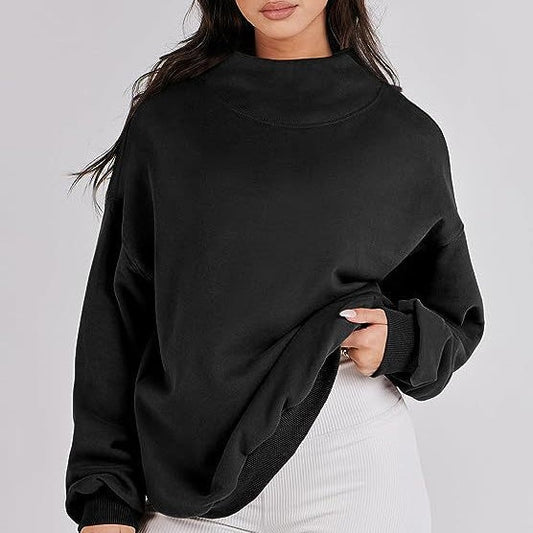 Langärmliges Pullover-Sweatshirt mit Stehkragen für Damen