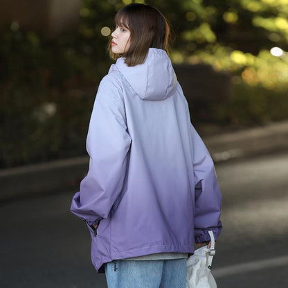 Wind- und wasserdichte Jacke mit Kapuze und Farbverlauf für Unisex