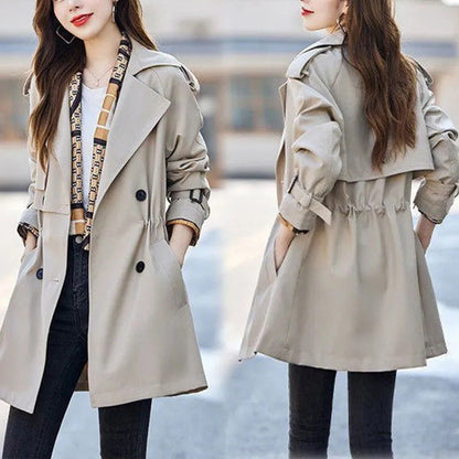 2025 Frühherbst✨Schlanker mittellanger Trenchcoat mit Revers für Damen