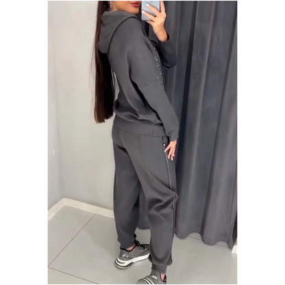 Sweatshirt mit Kapuze und Jogginghose mit Bündchen für Damen, 2-teiliges Set