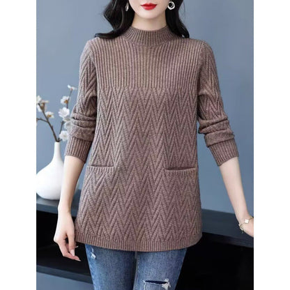 ✨🎁Halblanger Damen-Pullover mit halbhohem Halsausschnitt