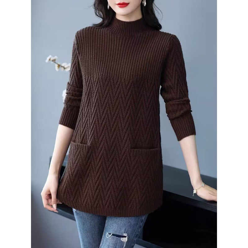 ✨🎁Halblanger Damen-Pullover mit halbhohem Halsausschnitt