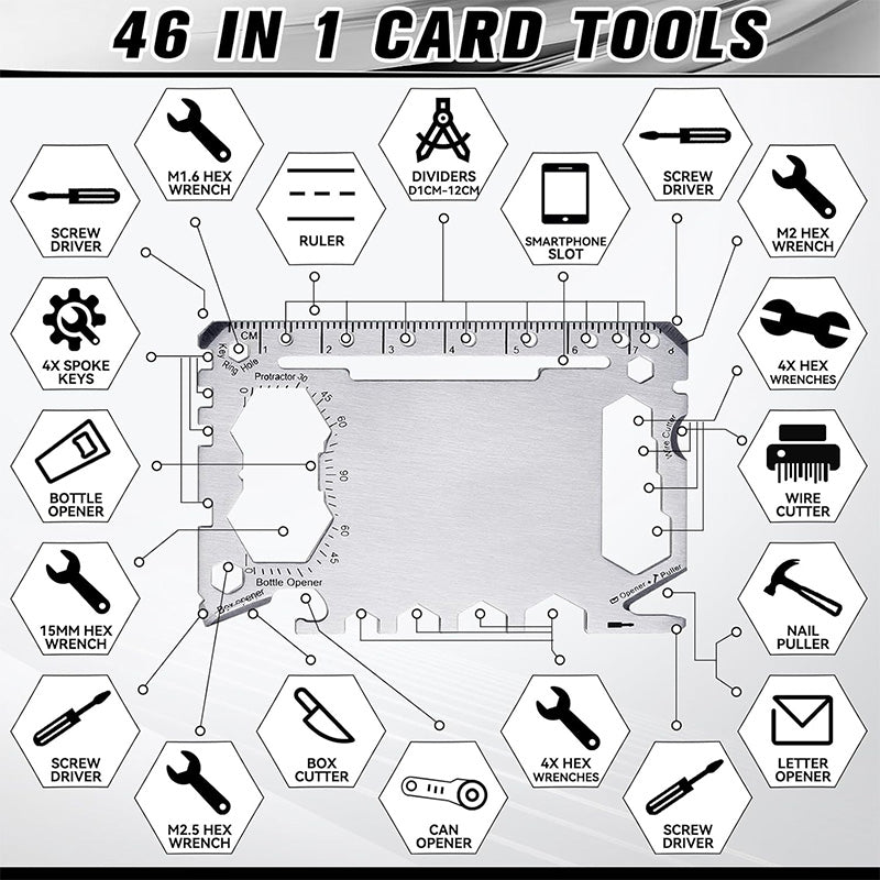 46 in 1 Survival-Taschenmultitool aus Metall und Edelstahl