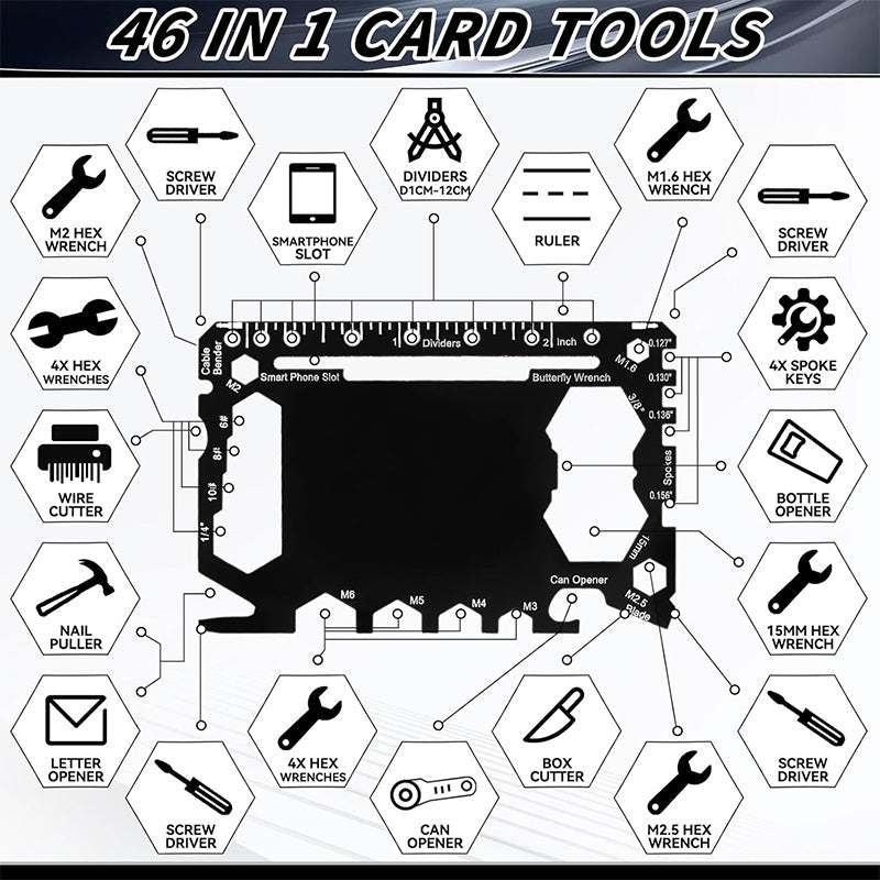 46 in 1 Survival-Taschenmultitool aus Metall und Edelstahl